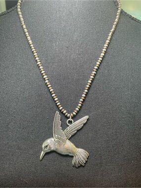 Sterling-Style Hummingbird Pendant Necklace in Silver and Gold Tones